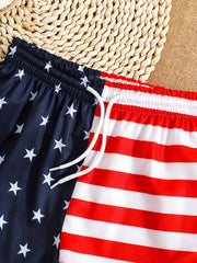 Boys Star Striped Digital Print Swimming Beach Shorts Kids Clothes