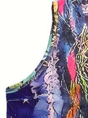 Floral Print V Neck Tank Dress