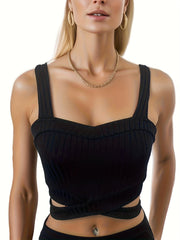 Solid Criss Cross Cami Top Sexy Slim Summer Sleeveless Top