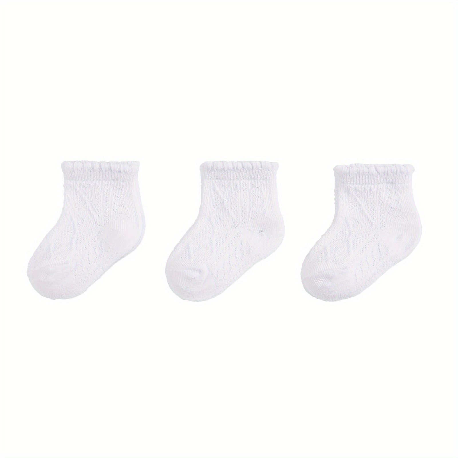 3 Pairs Girls Ruffled Knit Socks Soft Comfortable Thin Breathable