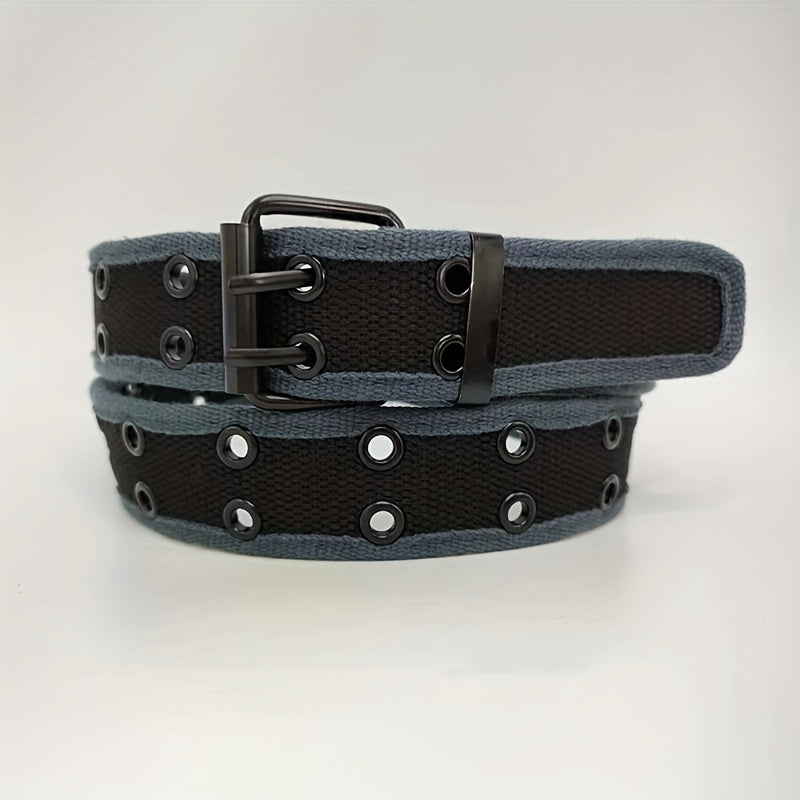 Men's Beige Hemmed Belt Casual Sports Metal Hole
