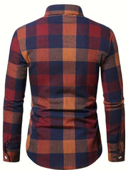 Plaid Print Men's Casual Long Sleeve Shirt
