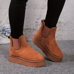 Women's Plush Inner Thermal Chelsea Boots Slip On Ankle Boots