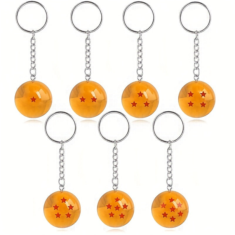 7pc Anime 7 Stars Crystal Balls Keychain Set for Car Hanging