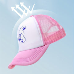 Y2K Rabbit Print Mesh Baseball Hat Sunshade Trucker Hat Pink Dad Hats for Women