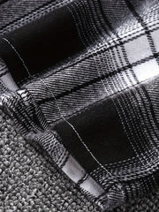 Boys Plaid Hooded Jacket Long Sleeve Button Down Outwear