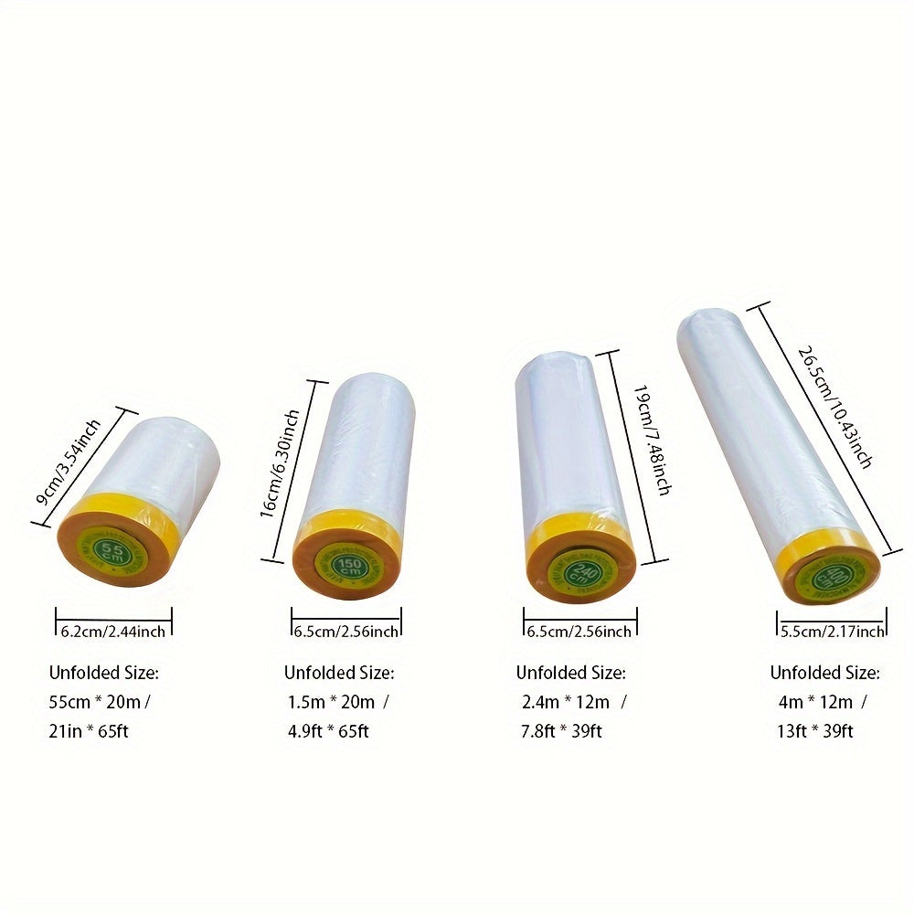 2pcs GREENO Pre Taped Masking Film Clear Plastic Sheeting Plastic Drop Cloths