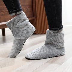 Men's Soft Plush Cozy Booties House Slippers Anti-skid Shoes