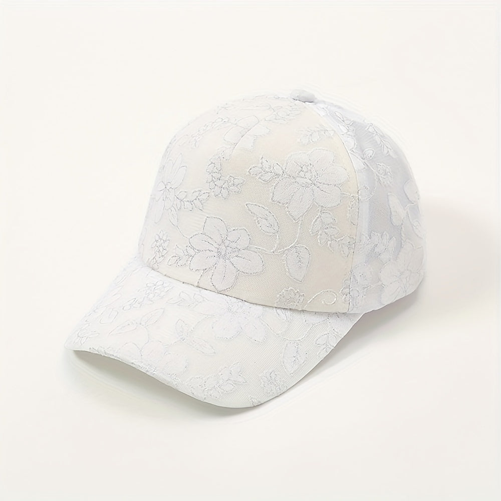 Vintage Flower Embroidery Baseball Cap Hot Stamping Solid Sun Hat Adjustable Dad