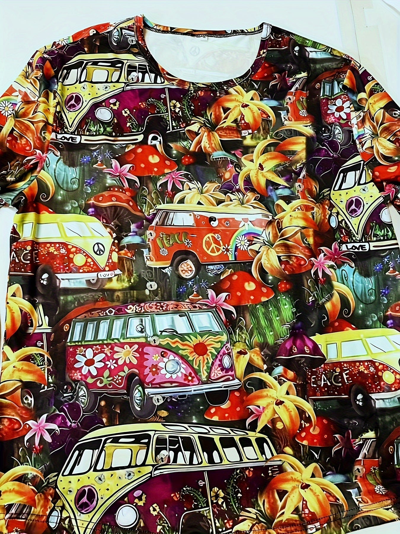Bus Print Men's Long Sleeve Novelty T shirt Autumn Stylish Tee