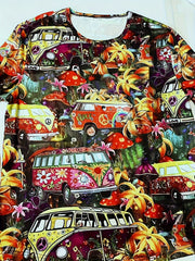 Bus Print Men's Long Sleeve Novelty T shirt Autumn Stylish Tee