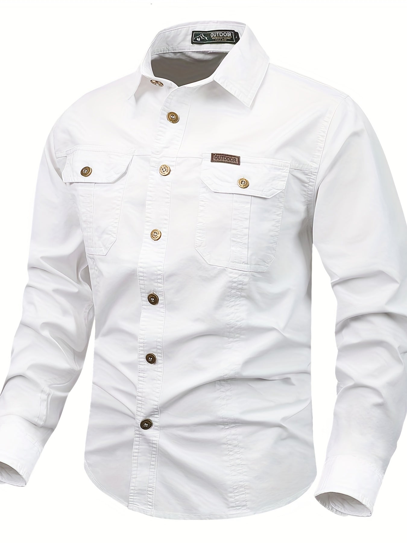 Men's Long Sleeve Cargo Shirt with Pockets for Spring Autumn