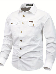 Men's Long Sleeve Cargo Shirt with Pockets for Spring Autumn