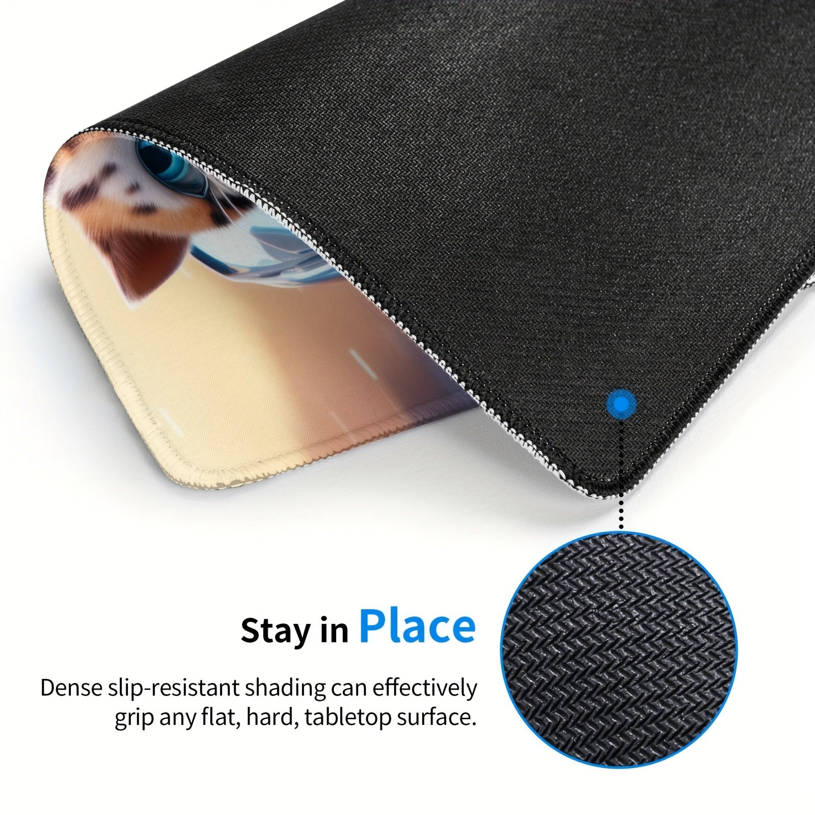 Square Sewn Mouse Pad Racing Cat Pattern Office Home Gaming Desktop Laptop