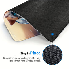 Square Sewn Mouse Pad Racing Cat Pattern Office Home Gaming Desktop Laptop