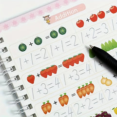 4pc Kids' Handwriting Workbooks Grooved Pages Writing Stickers & Pen