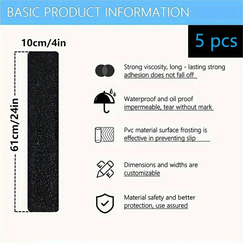 5pcs Anti Slip Safety Grip Tape Stickers Waterproof Wear resistant Non slip Tape