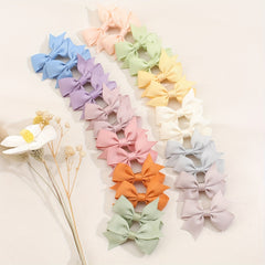24pcs Colorful Ribbon Bow Hair Clips Set for Girls