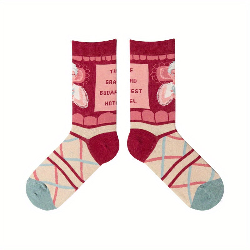 Illustration Print Socks Funny Mid Tube Women's Stockings