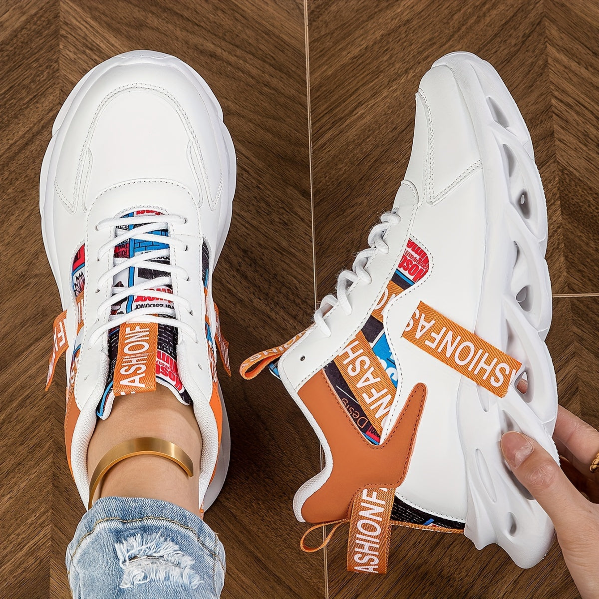 Women's Letter Graphic Athletic Sneakers Running Shoes Non slip Outdoor Sneakers