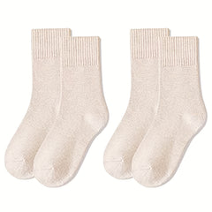 4 Pairs Women's Thickened Warm Fleece Cotton Socks