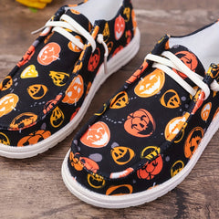 Scary Pumpkin Pattern Loafers Shoes - Halloween Style