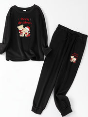 Christmas Lounge Set Women's Plus Christmas Teddy Bear Print