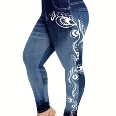 Graphic Print Slim Jeggings Casual High Waist Leggings