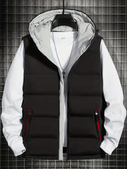Men's Hooded Winter Vest with Zipper Pockets