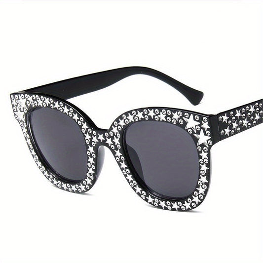 Rhinestone Cat Eye Sunglasses Clear Frame UV400