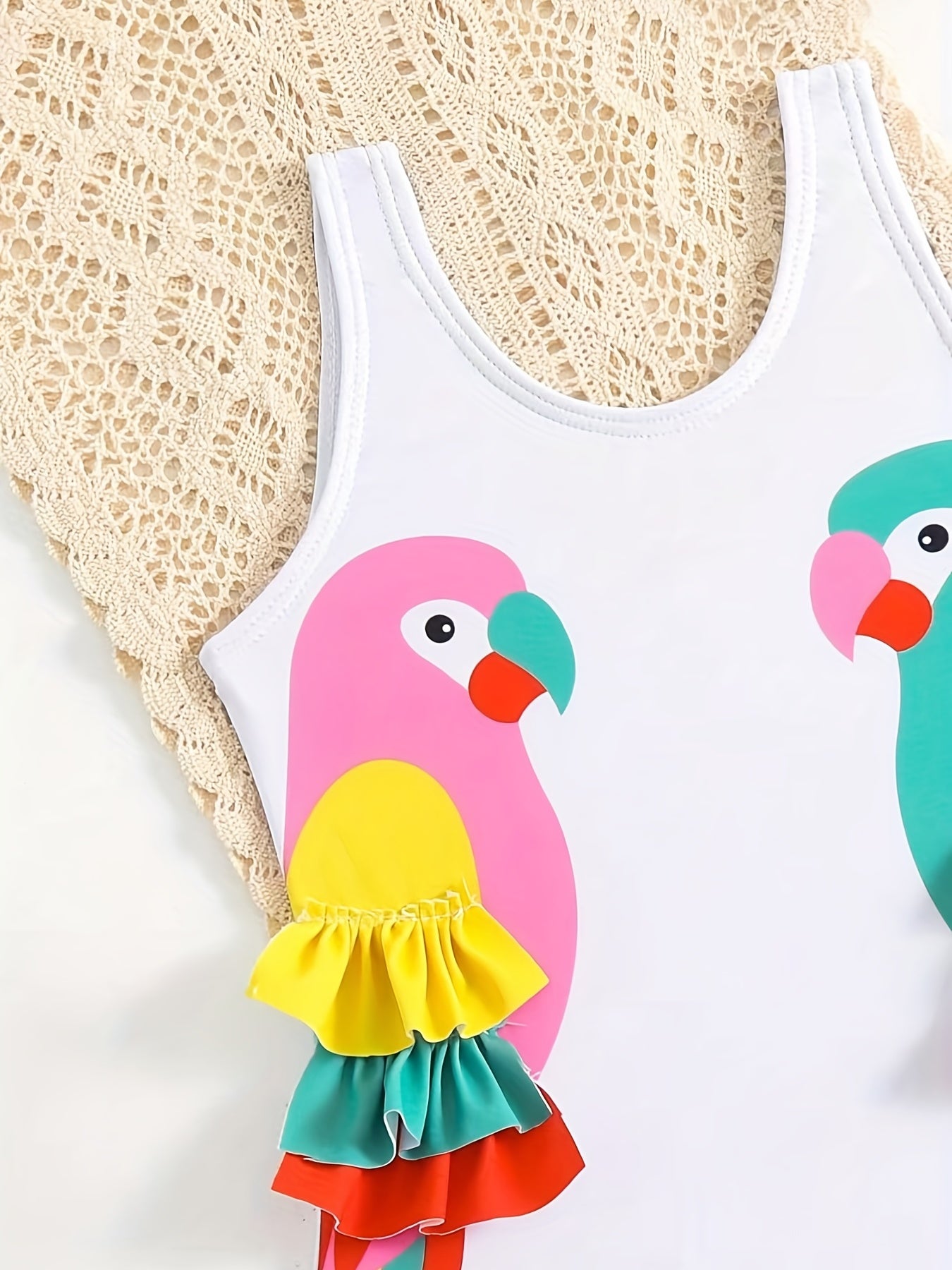 Cartoon Graphic Girls Toddler Bodycon Swimwear Bodysuit