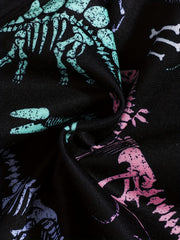 Luminous Dinosaur Print Boys Hoodie Zip Sweatshirt Pocket