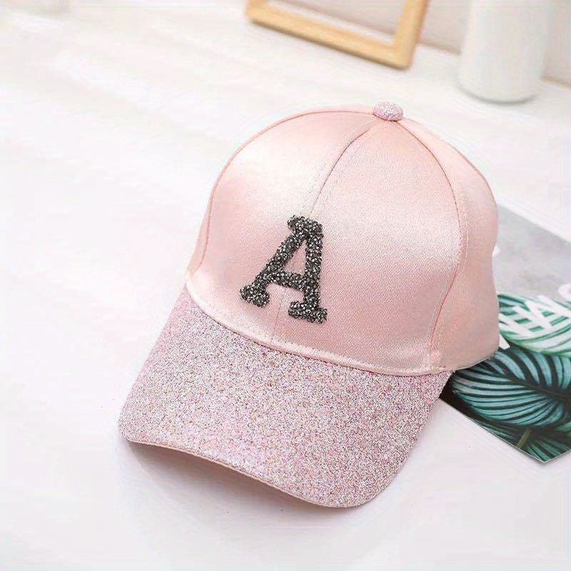 Rhinestone A Patch Trucker Hat Sequin Baseball Cap Women Hip Hop Dad Hats