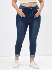 Solid Ripped High Rise Skinny Jeans
