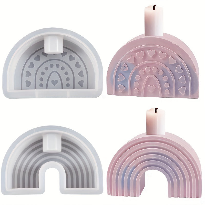 DIY Crystal Epoxy Resin Mold Rainbow Arch Candle Holder Silicone Mold