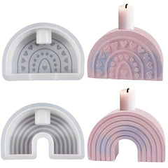 DIY Crystal Epoxy Resin Mold Rainbow Arch Candle Holder Silicone Mold