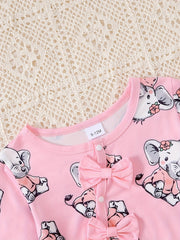 Infant Baby Girl Cartoon Print Romper Long Sleeve Bodysuit