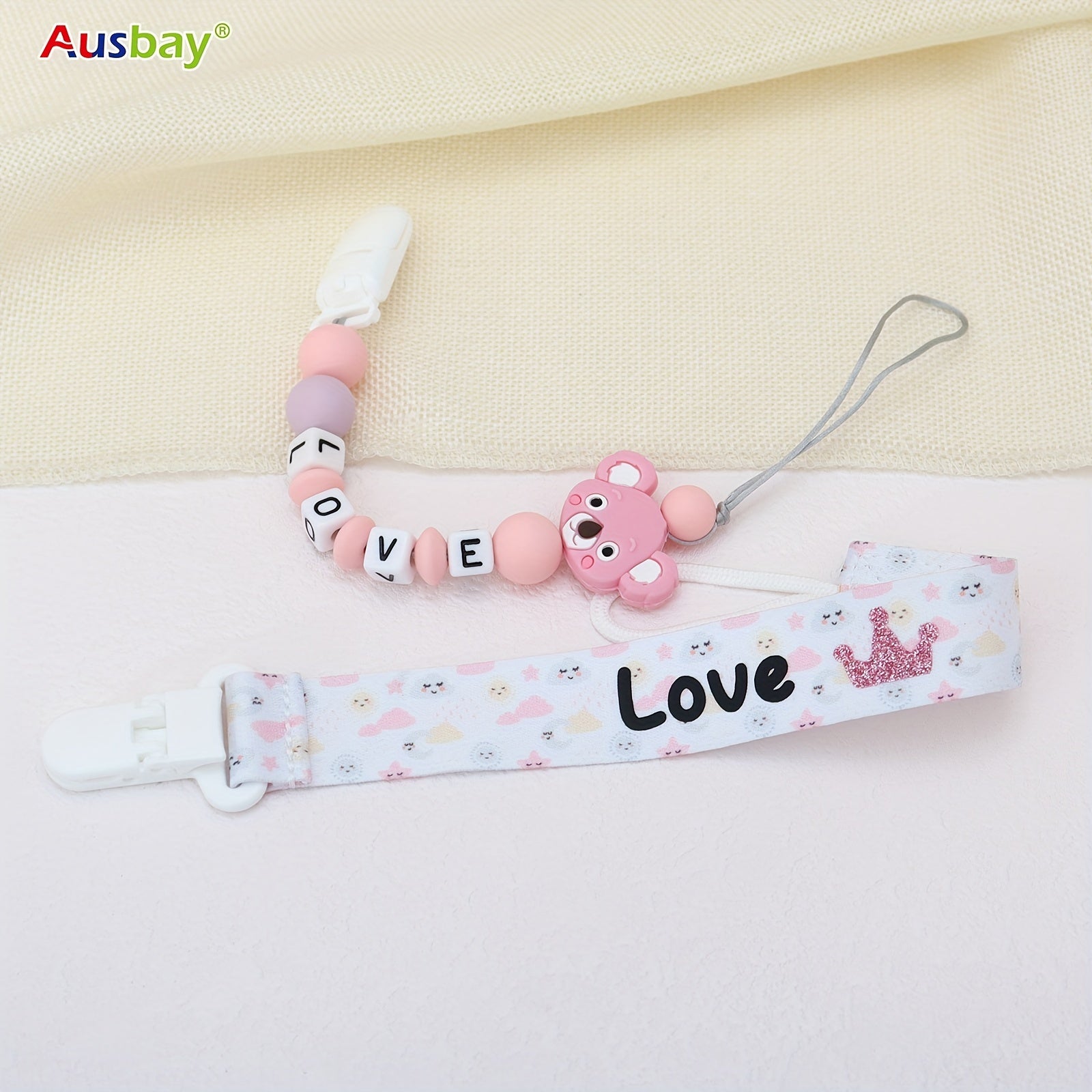 Personalized Baby Pacifier Clip Leash with Name - Ideal Gift