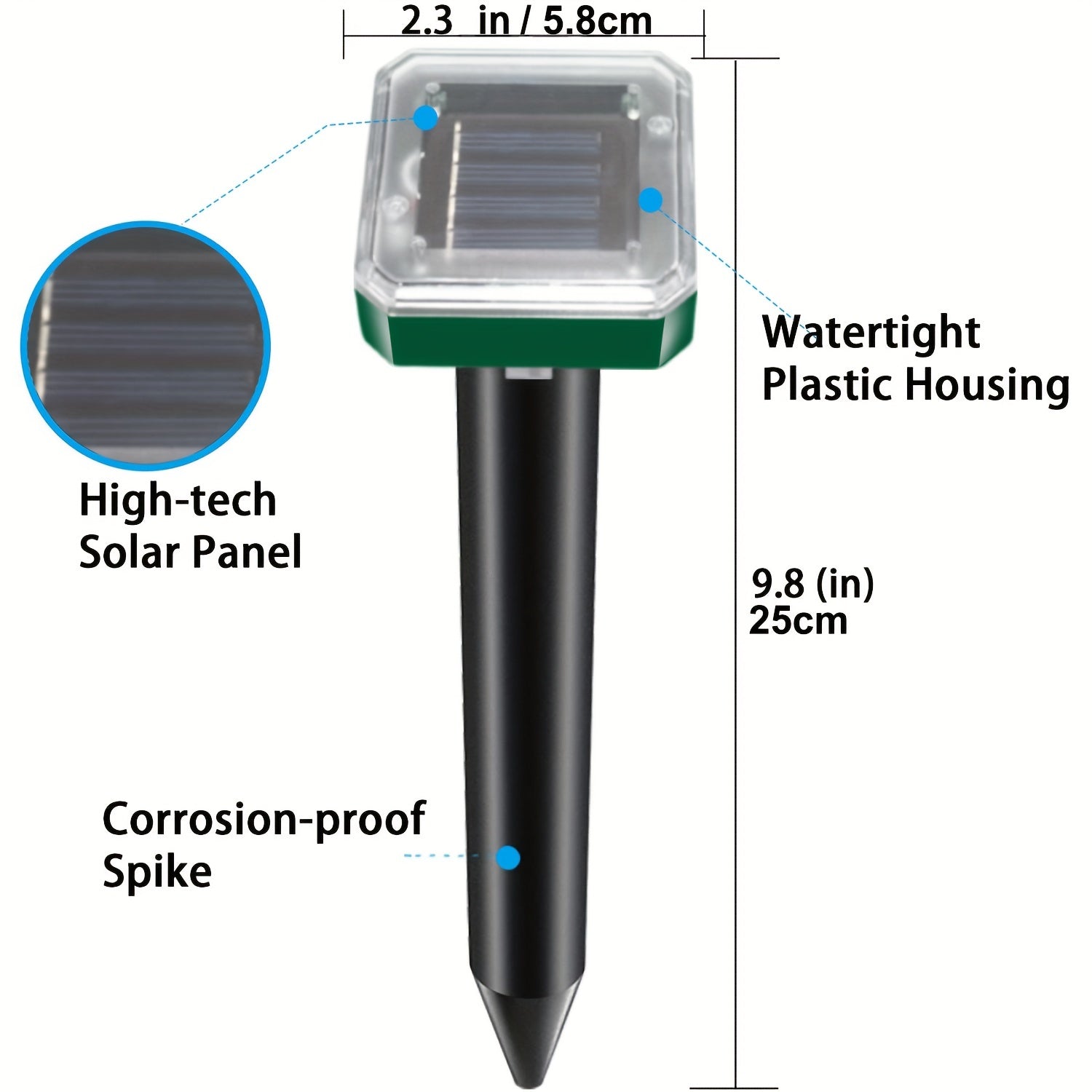 Solar Mole Repellent Stakes Waterproof & Ultrasonic