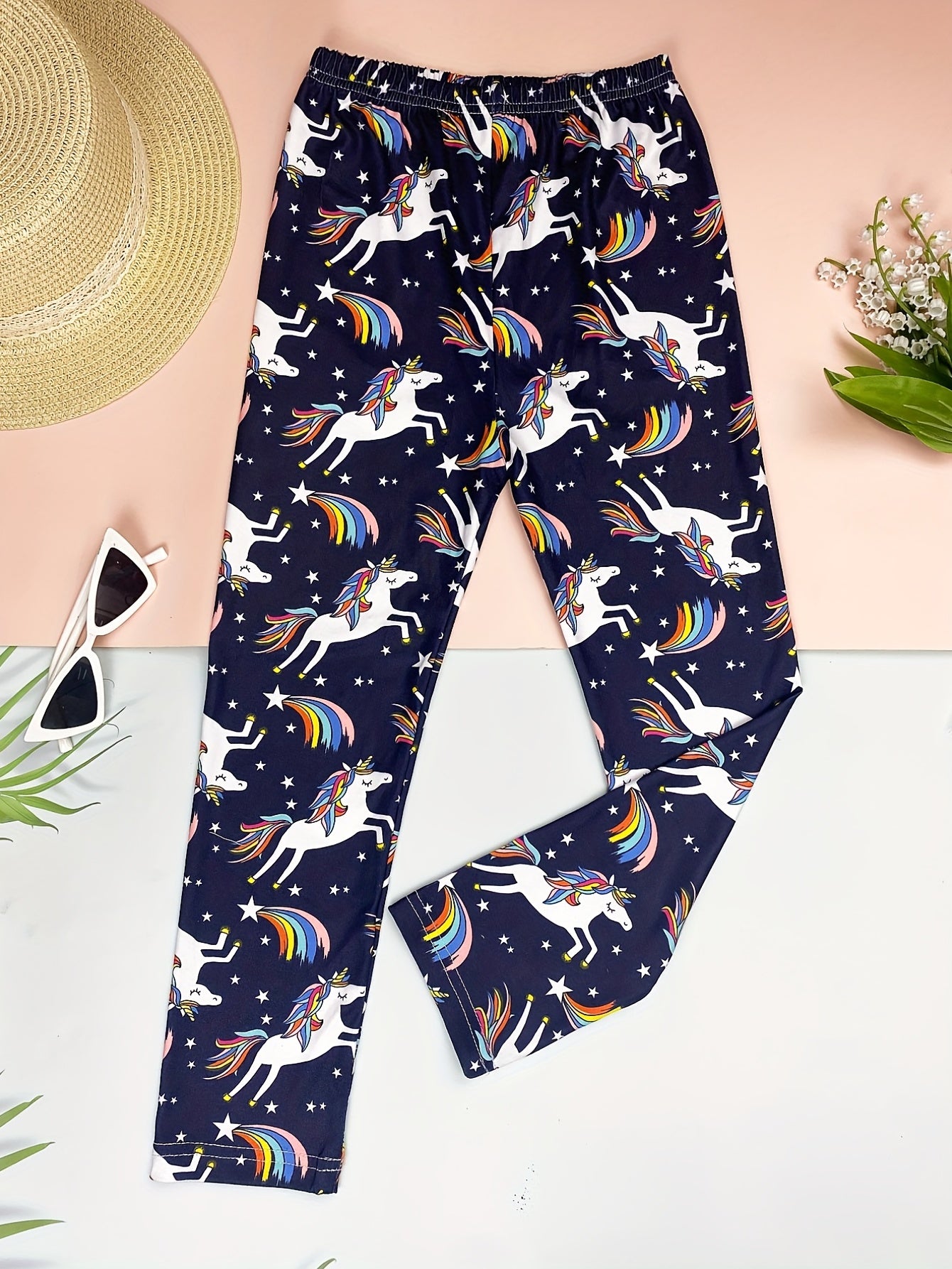 Unicorn Print Skinny Leggings For Girls
