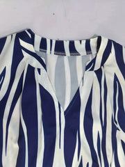 Abstract Ripple Print Dress Sleeveless V Neck Casual
