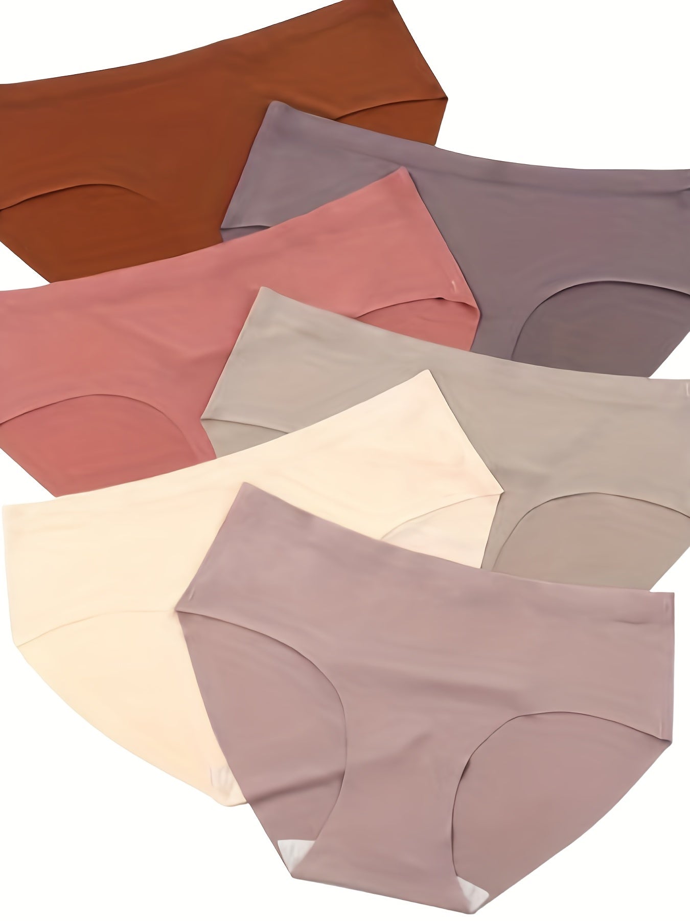 6pcs Seamless Solid Briefs Mid Rise Stretchy Panties Women's Lingerie