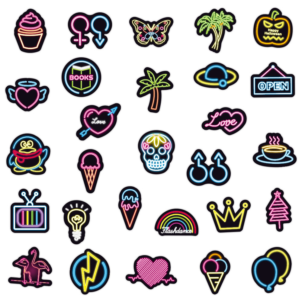 100pcs Neon Vinyl Stickers Water Bottle Pack Laptop Phone Skateboard