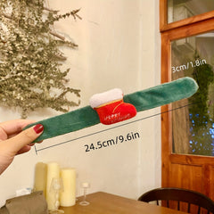 2 Pcs Christmas Snap Bracelet with Charm Plush Tree Glove Socks Wristband