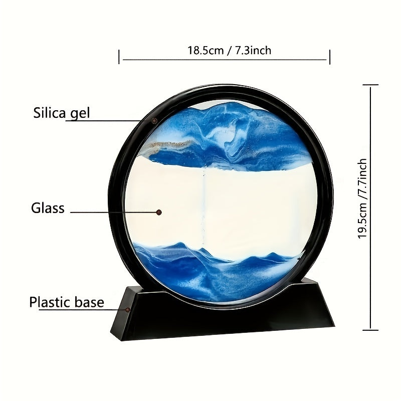Moving Sand Art Round Rectangle Glass 3D Deep Sea Sand Landscape