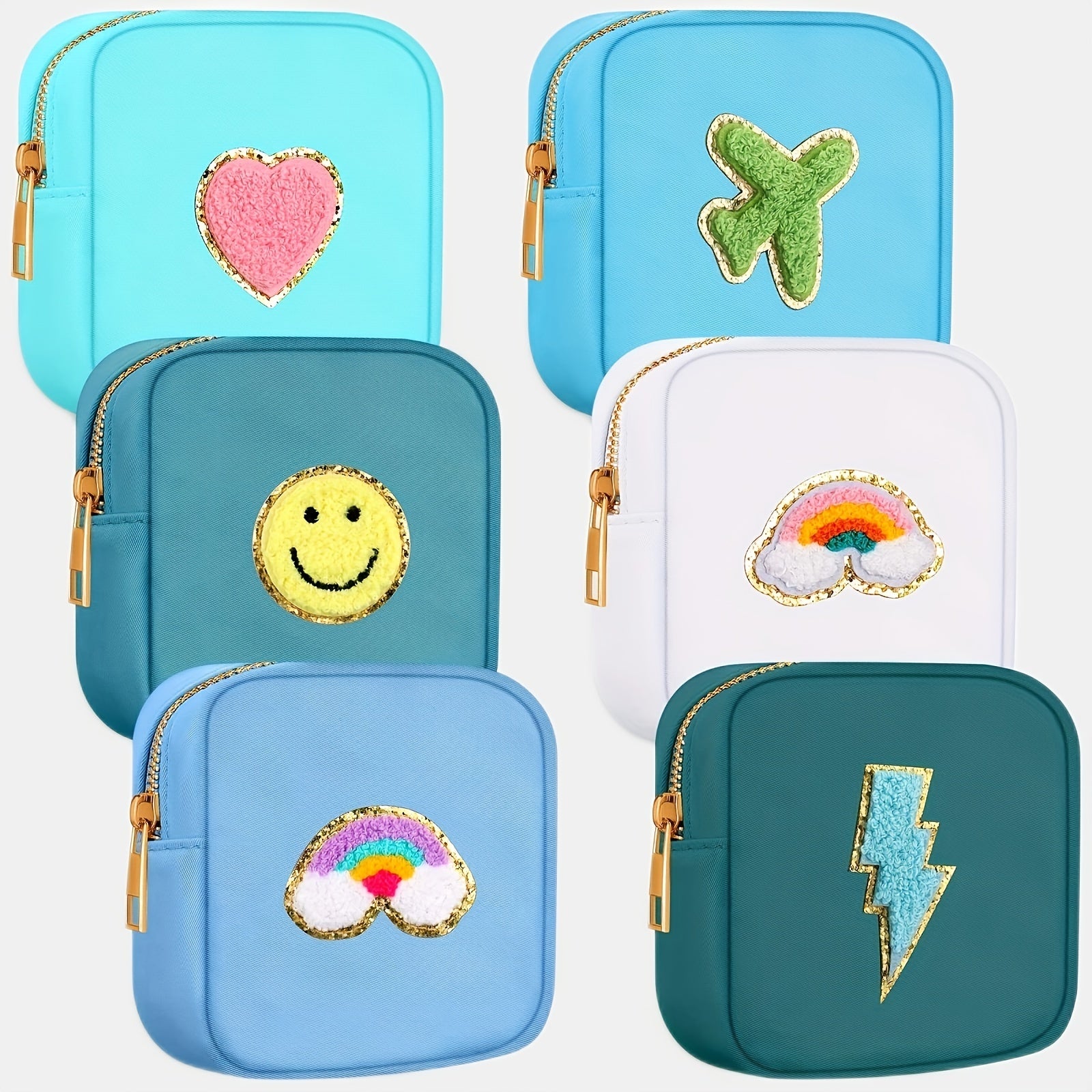 Chenille Patched Sanitary Napkin Storage Bag Zipper Pouch