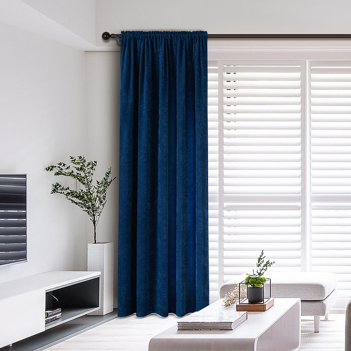 1pc Fleece Thickened Curtain Rod Pocket Living Room Bedroom Decor