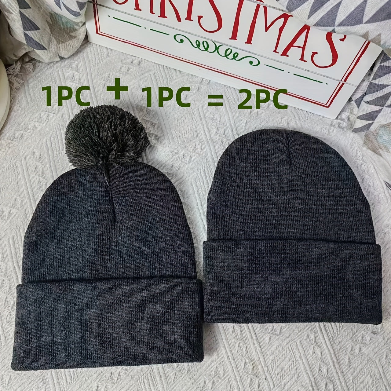 2 Pack Knitted Hat Men's Outdoor Casual Warm Beanie