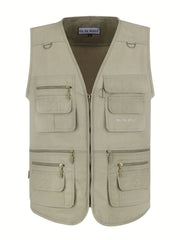 Men's Zipper Pockets Cargo Vest for Outdoor Activities