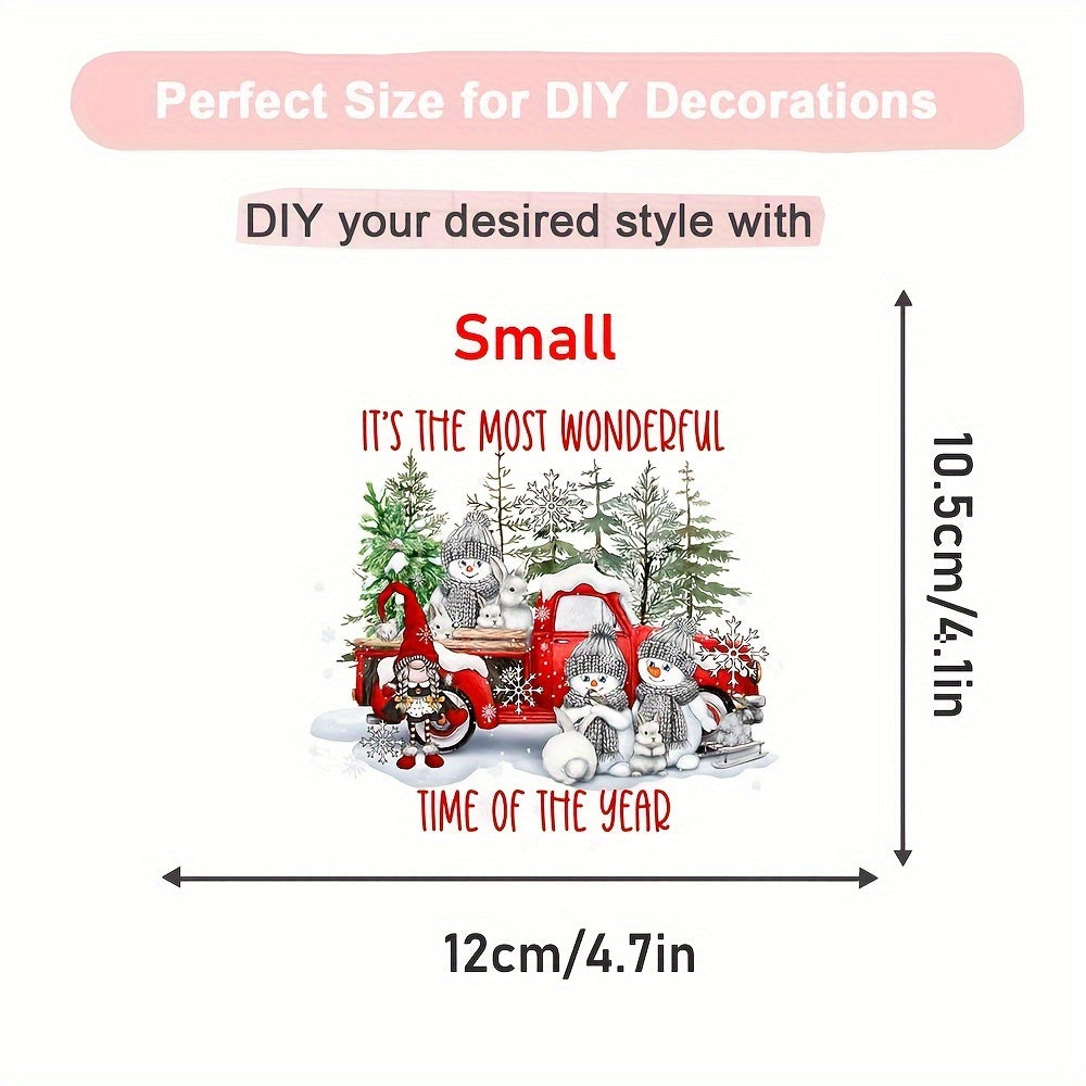 Christmas Car Snowman Tree Iron On Decal Patches Heat Transfer Stickers